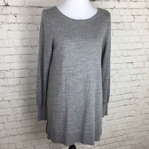 Ann Taylor Gray Wool Blend Tunic Sweater Sz L